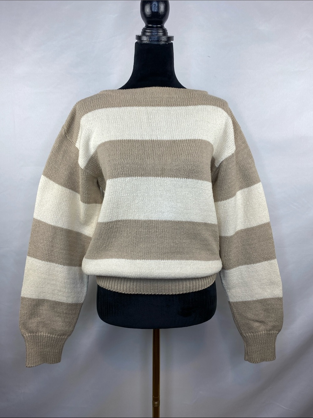 Vintage 90’s J.Crew Outfitters Striped Boat Neck Knit Sweater Size Medium